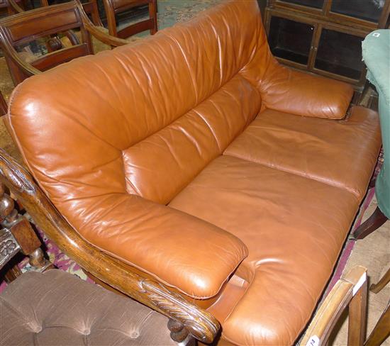 Leather two seater sofa(-)